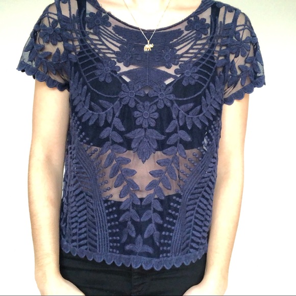 EXPRESS Lace Pattern Shirt - Picture 2 of 4